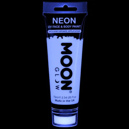 Maquillage fluo UV Visage et Corps avec applicateur éponge - 75 ml - Blanc